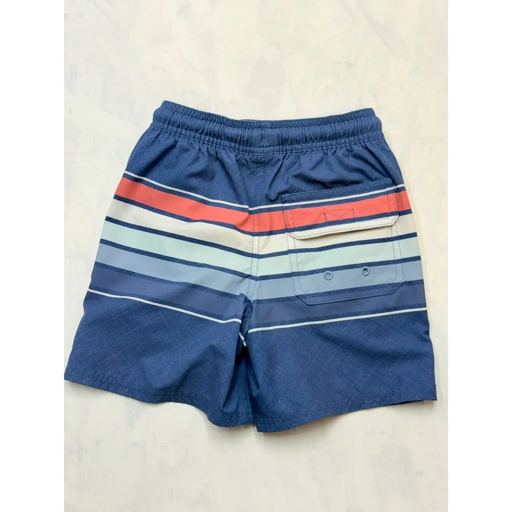VINEYARD VINES Boys 5 Blue Pink White Stripe Mesh Lined Swim Trunks NN1